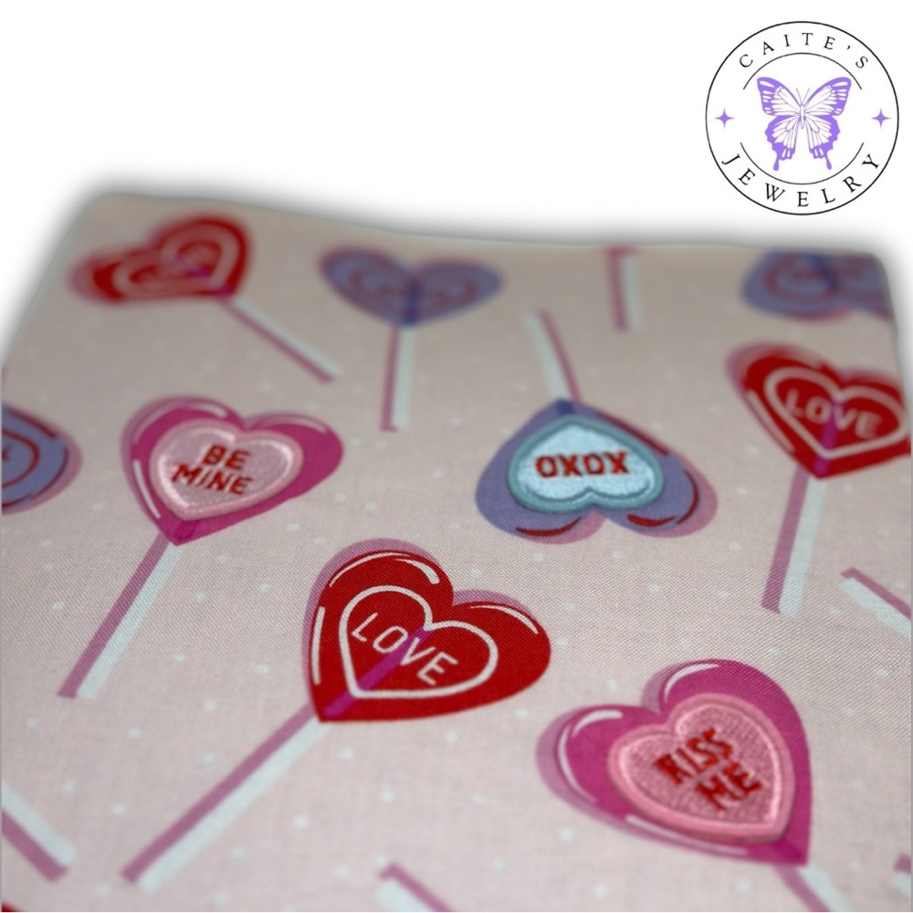 Handmade Small Book/Kindle Sleeve with a Valentine’s Lollipop Fabric